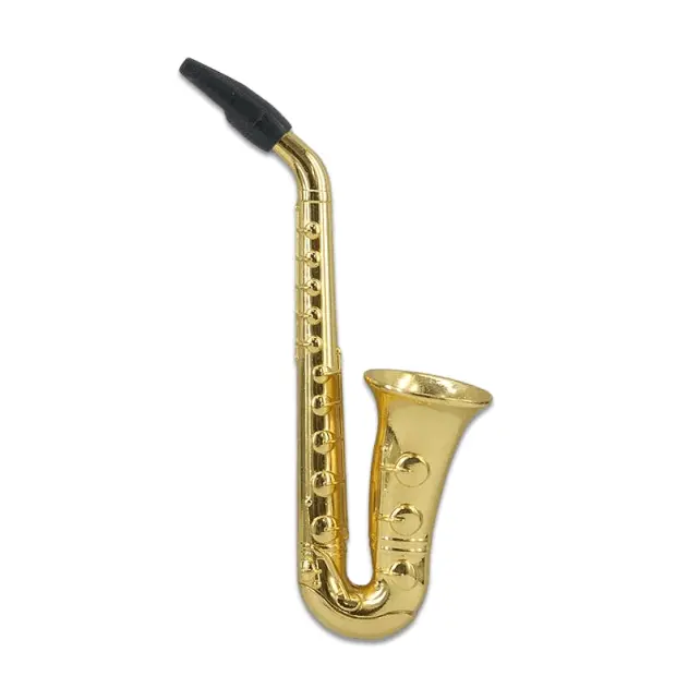 Jelly Joker Handpfeife Saxophone aus Metall mit Kunststoffmundstück mit 5 Sieben - 9cm