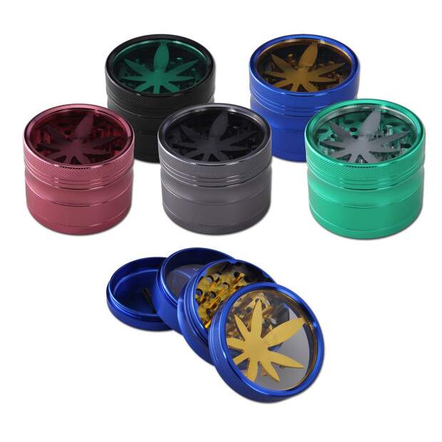 Aluminium Fenster Grinder 4-tlg. LEAF Ø 62/58,5mm H 48mm