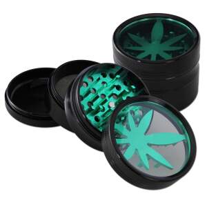 Aluminium Fenster Grinder 4-tlg. LEAF schwarz/grün...