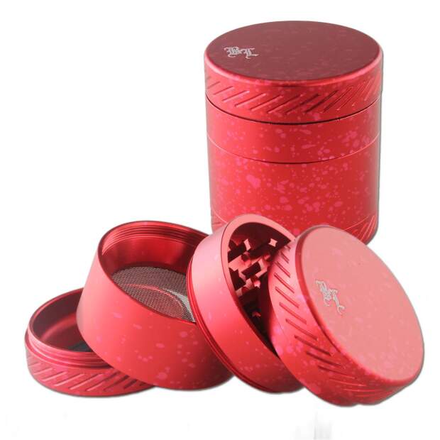 Black Leaf Alu Grinder 4-tlg. rot Ø 50/44mm H 56mm