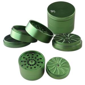 Black Leaf Aluminium Grinder 4-tlg. MASHER grün...