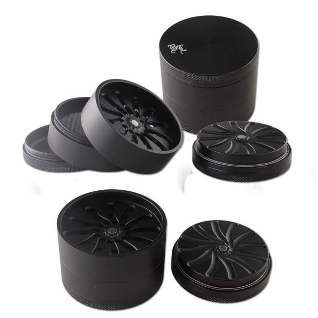 Black Leaf Aluminium Grinder 4-tlg. MASHER schwarz Ø 53mm H 52mm